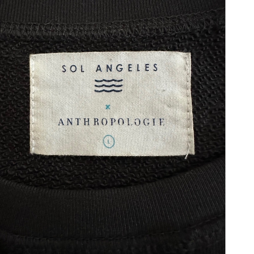 Sol Angeles x Anthropologie Chic Graphic Print Sweatshirt Sz L Black Cotton USA - Picture 3 of 8